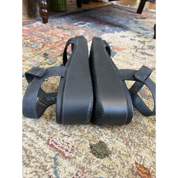 ECCO Flowt Wedge LX Leather Sandals Black 40 US 9 9.5 Danish Comfort - Picture 10 of 12